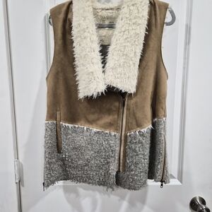 Anthropologie Tan and Gray Vest